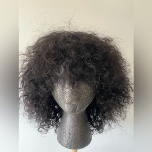 Curly Black Wig for Women, human hair